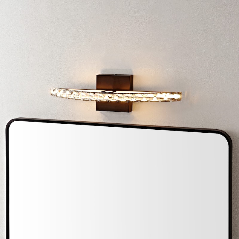 Emerson 18" 1-Light Bohemian Industrial Iron/Acrylic Integrated LED Vanity Light, Oil Rubbed Bronze/Clear by JONATHAN Y