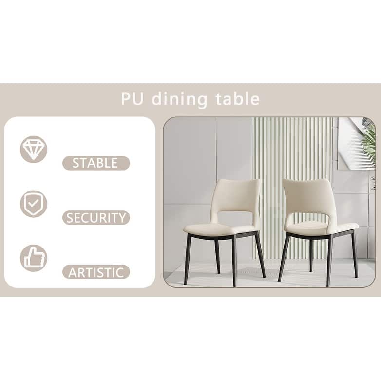 GDFStudio - Solvane Minimalist PU Leather Upholstery Dining Chair Set with Curved Backrest Padded Seat & Metal Legs, Set of 2