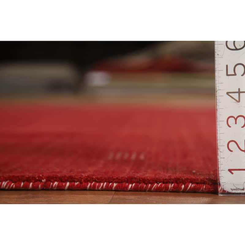 Red Gabbeh Indian Area Rug Hand-Knotted Oriental Wool Carpet - 6'8" x 9'8"