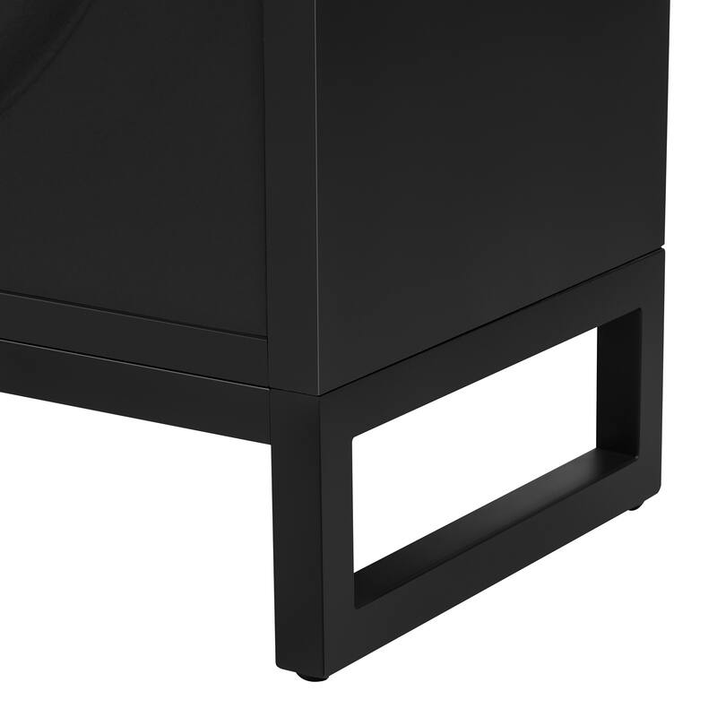 Accent Buffet Cabinet Rubber Wood Veneer Storage Cabinet