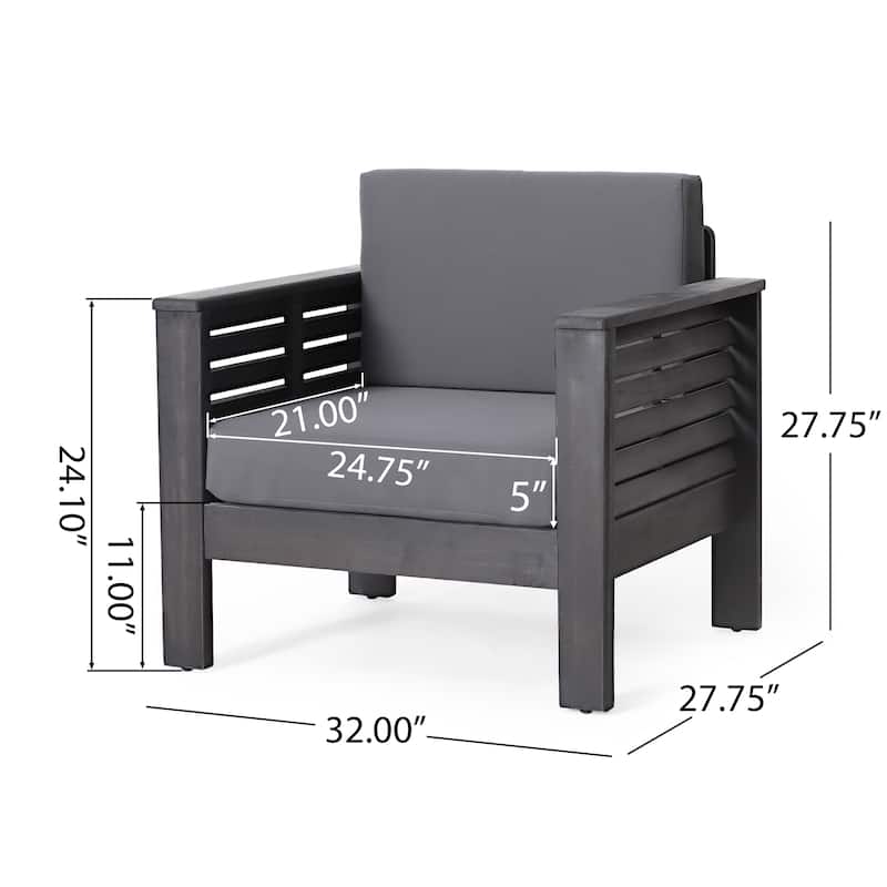 Roomfitters Outdoor Acacia Wood Loveseat and Coffee Table Set, Cream Cushions, Teak Finish, Ideal for Patio, Garden, or Porch
