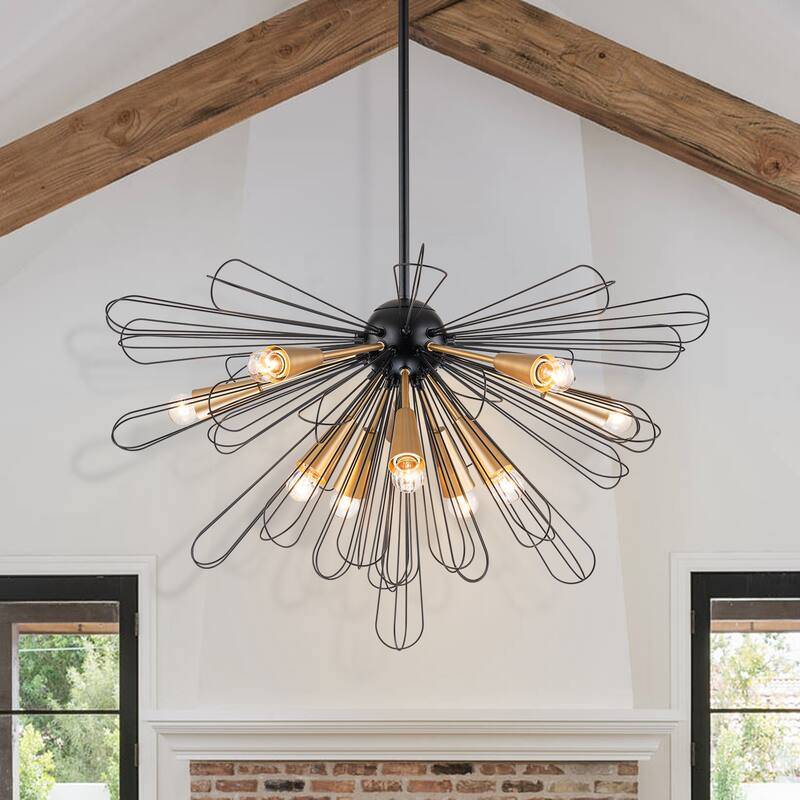 OYIPRO 10-Light 34" W Contemporary Large Geometric Sputnik Sphere Chandelier