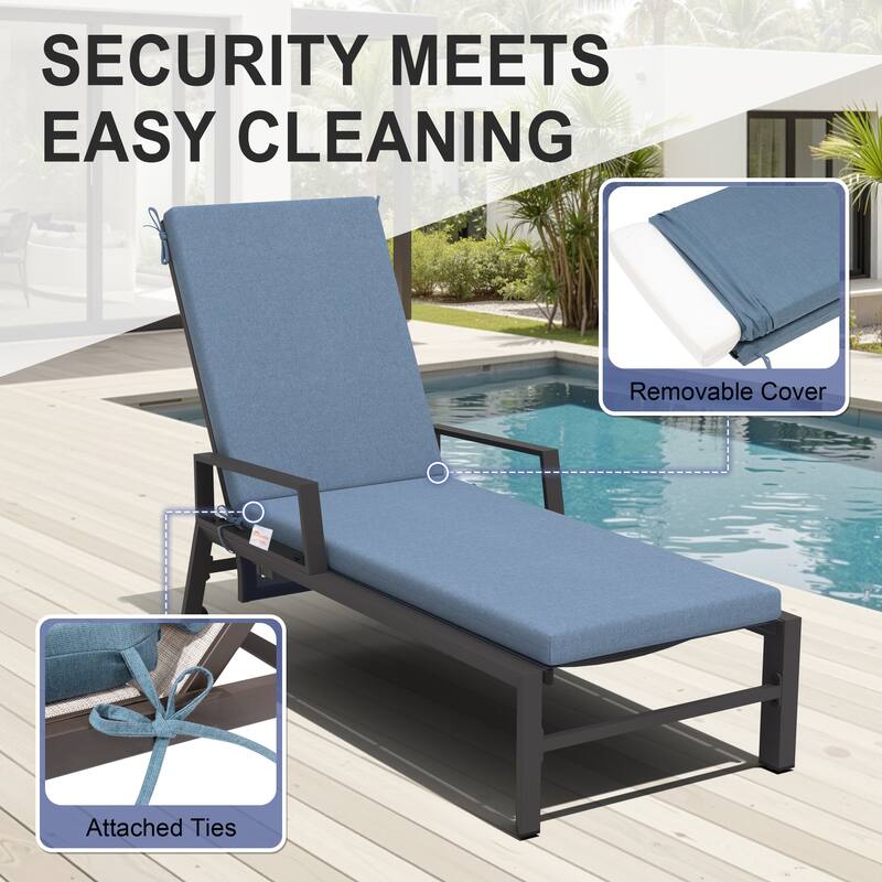 Outdoor Chaise Lounge Set Lounge Chairs with Adjustable Back and Sunbrella Fabric Cushions