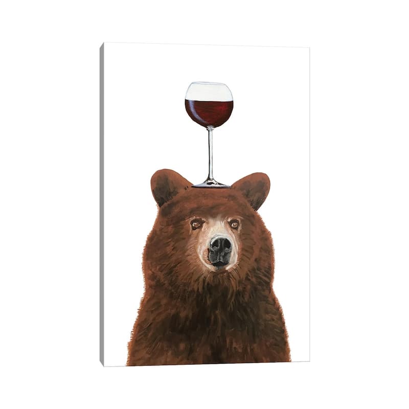 iCanvas "Bear With Wineglass" by Coco de Paris Canvas Print