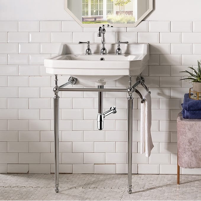 Wellington 24" Single Console Sink with Metal Finish Stand