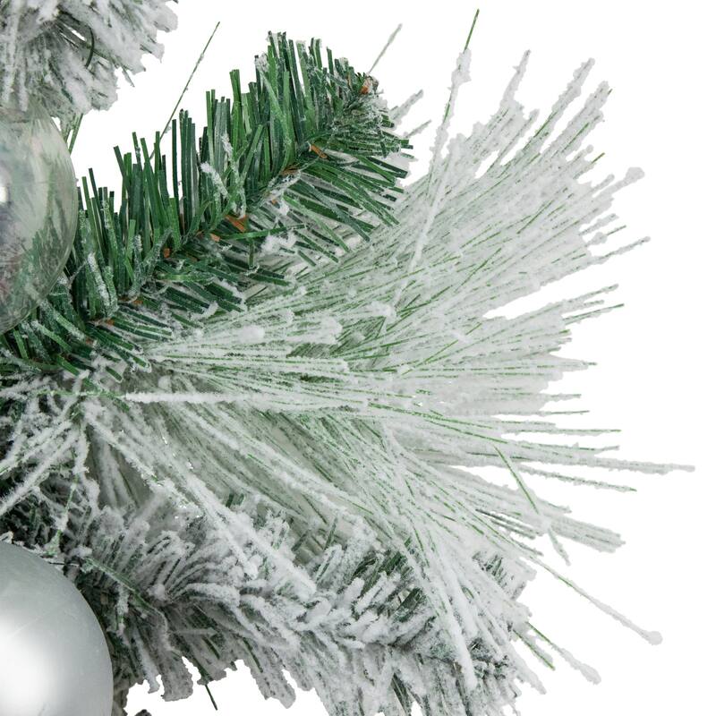 6' Flocked Pine Artificial Christmas Garl Iridescent Ornaments, Unlit