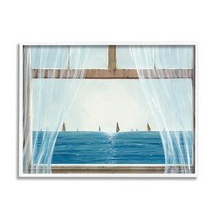 Stupell Serene Beach House Window View Sailboats Ocean Framed Wall Art ...