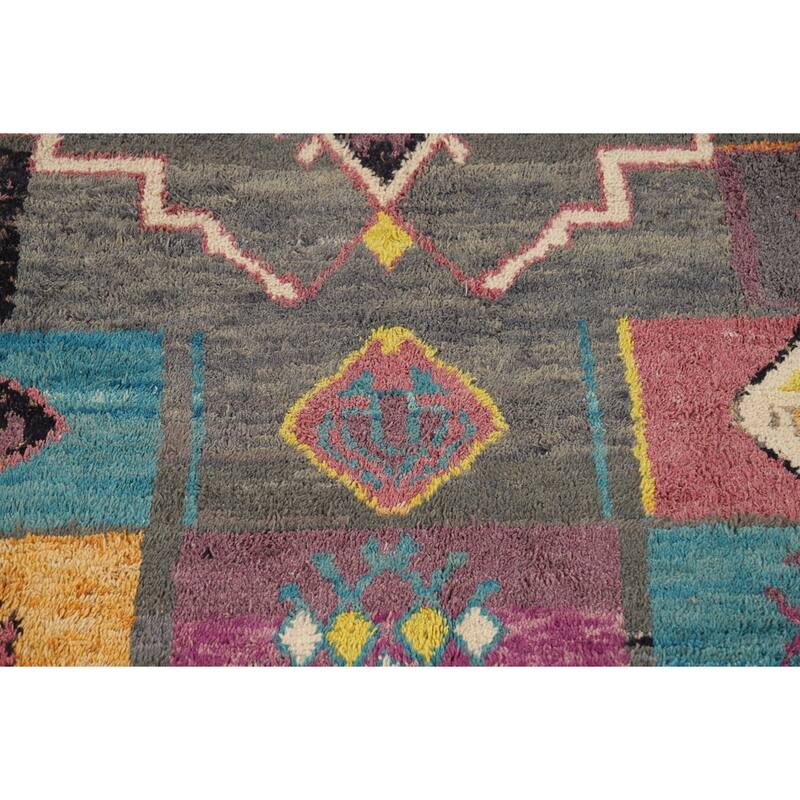 Geometric Plush Moroccan Oriental Area Rug Handmade Wool Carpet - 8'11" x 12'6"