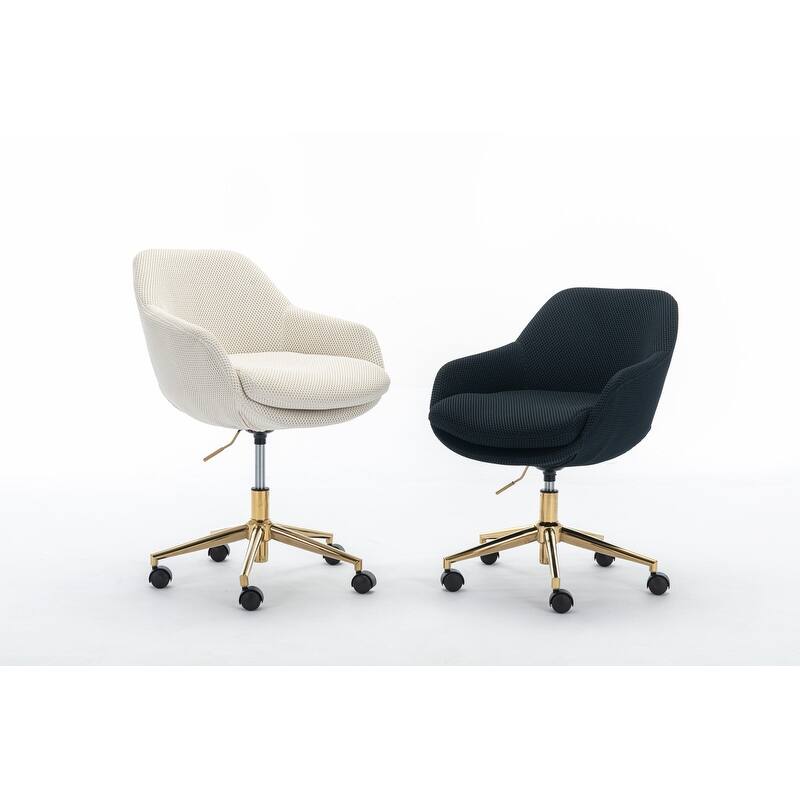 360°Swivel Home Office Chair With Adjustable Height and Gold Metal Base