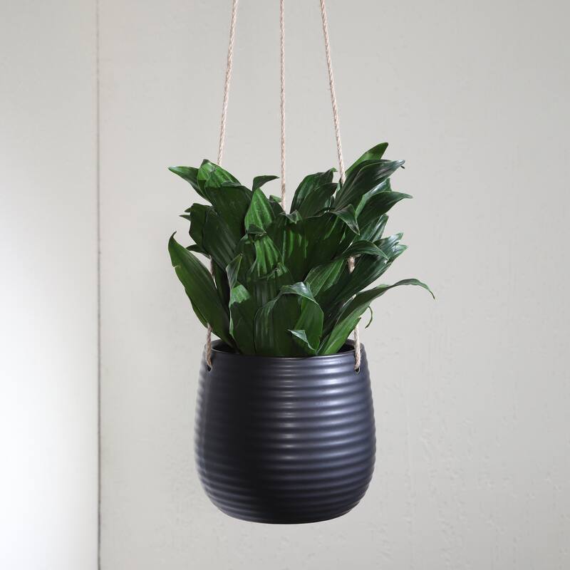 Sagebrook Home Neutral Textured Ceramic Hanging Planter