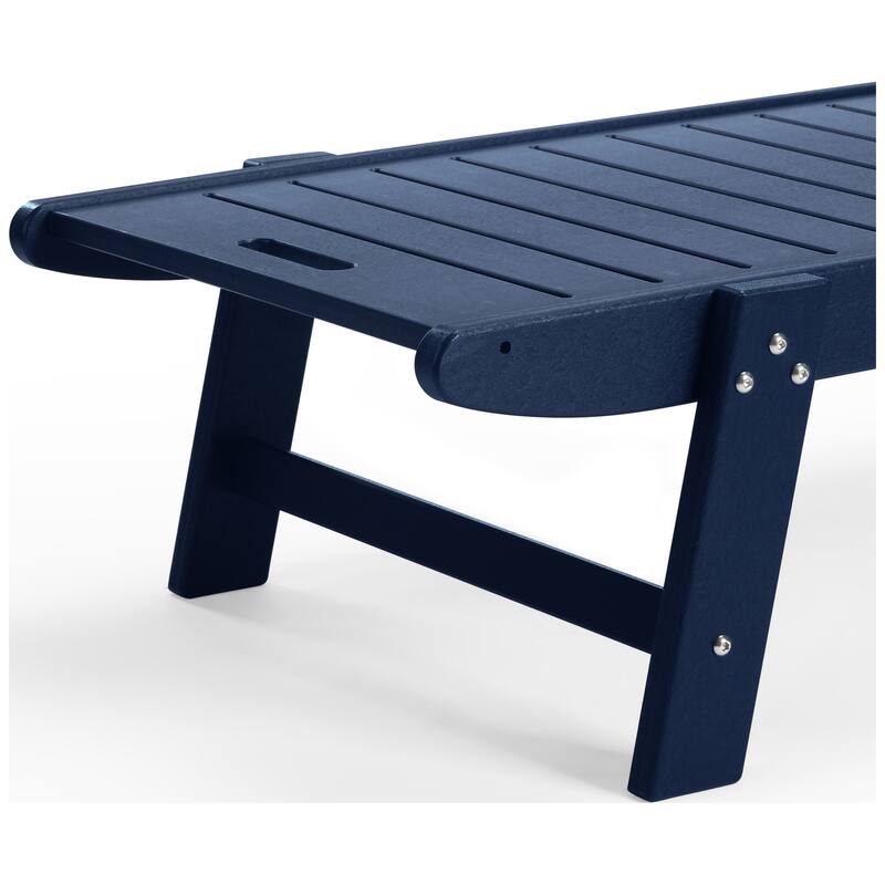 Brighton Outdoor Poly Reclining Chaise Lounge with Wheels & Cup Holder