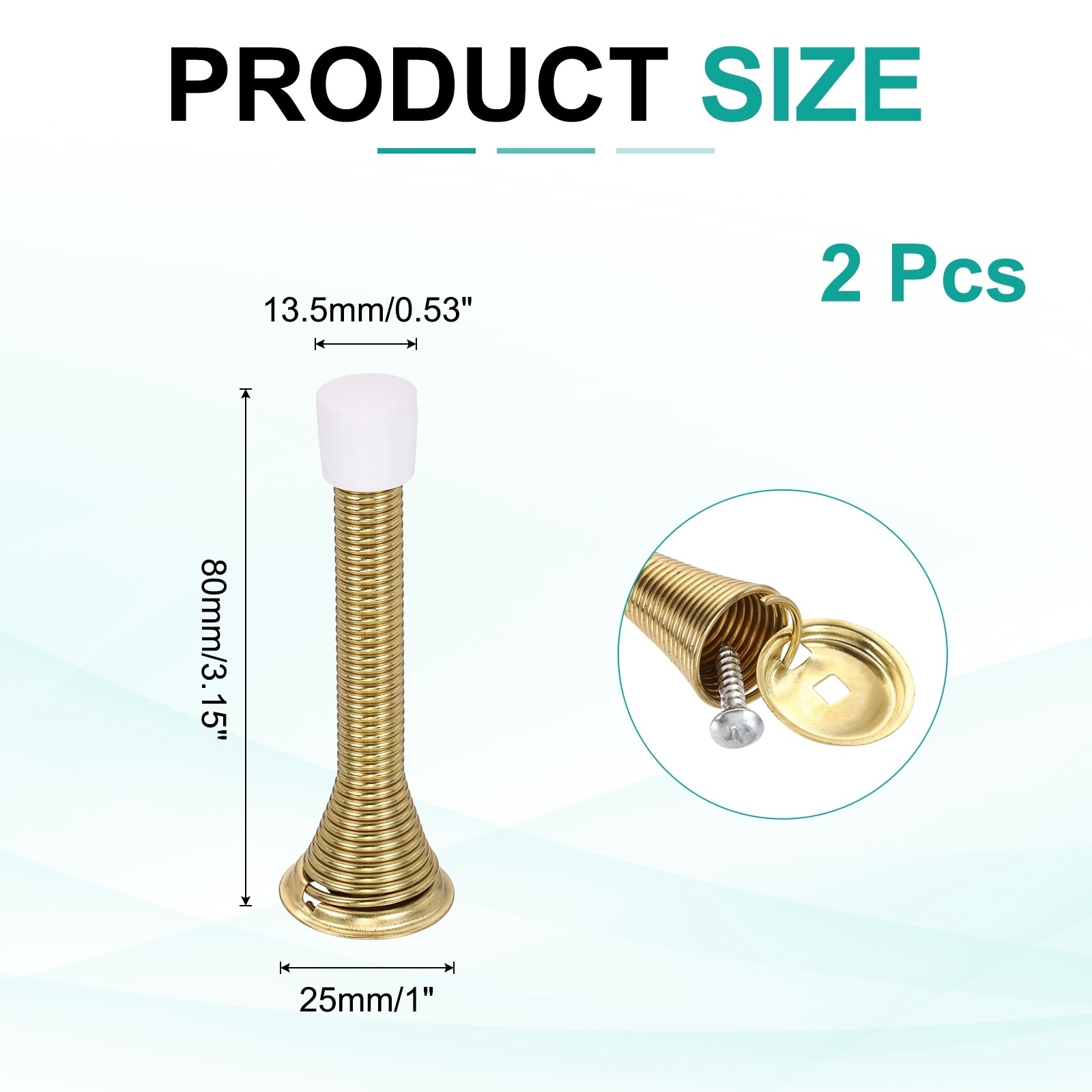 Spring Door Stopper, Spring Steel Door Stops with Rubber Tips Bumper for Bottom of Doors Protection