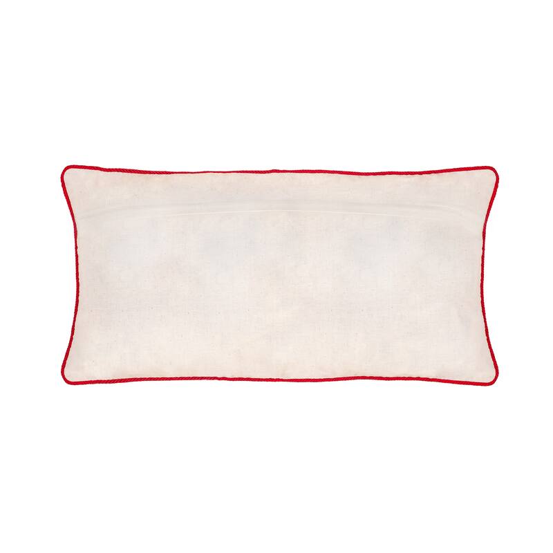 HGTV Home Collection "HO HO HO" Pillow with Seashells, Embroidered, Nautical Christmas Themed Décor, Natural, 26in