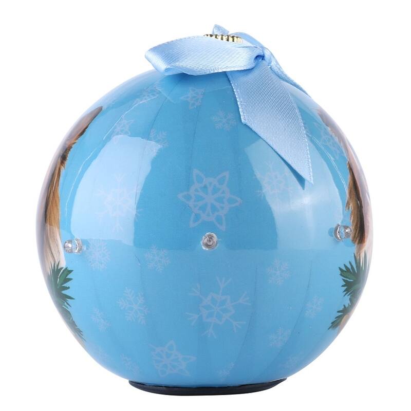 Collie Puppy Dog Twinkling Lights Christmas Ball Ornament
