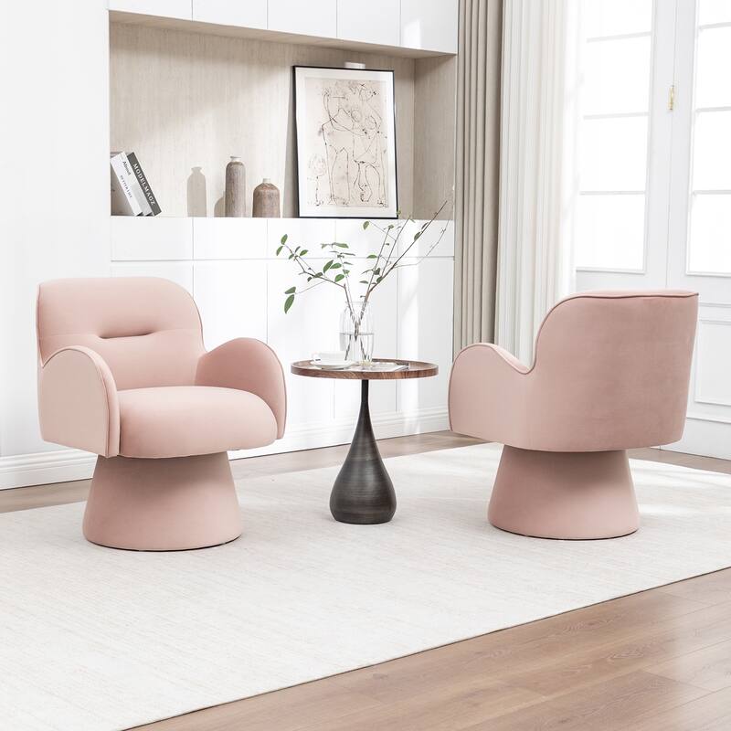 SEYNAR Modern Glam Velvet 360 Degree Swivel Armchair Set of 2