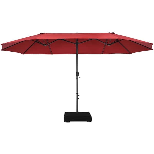 flame&shade 15ft oval shape double sided patio outdoor market umbrella MFSTUDIO with Base Included, Large Rectangular Umbrellas with Crank Handle for Deck Pool Shade, Burgundy Red : Patio, Lawn & Garden Adopt an extended canopy in triple size with 3 small ventilation openings Double-Sided Rectangular Patio Umbrella |