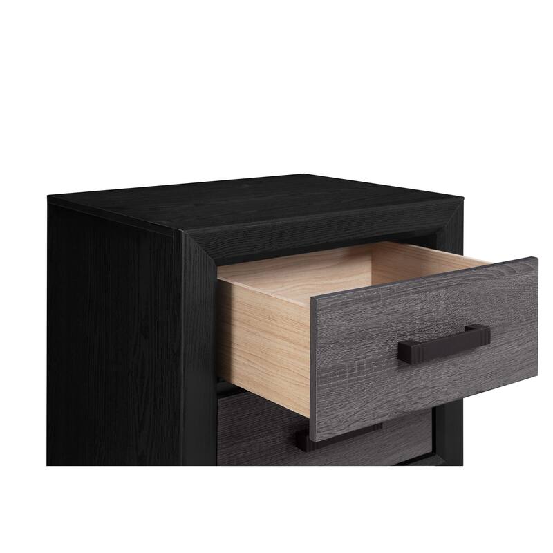 HomeRoots 22" Black And Gray Wood Two Drawer Nightstand