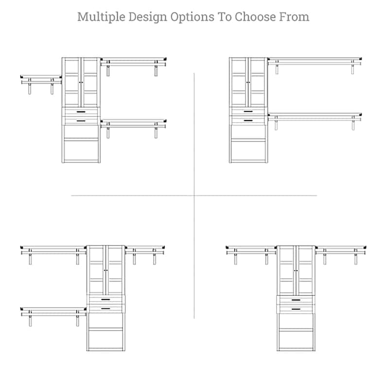 John Louis Home Solid Wood Walk-In Closet System with 2-Drawers and Doors White