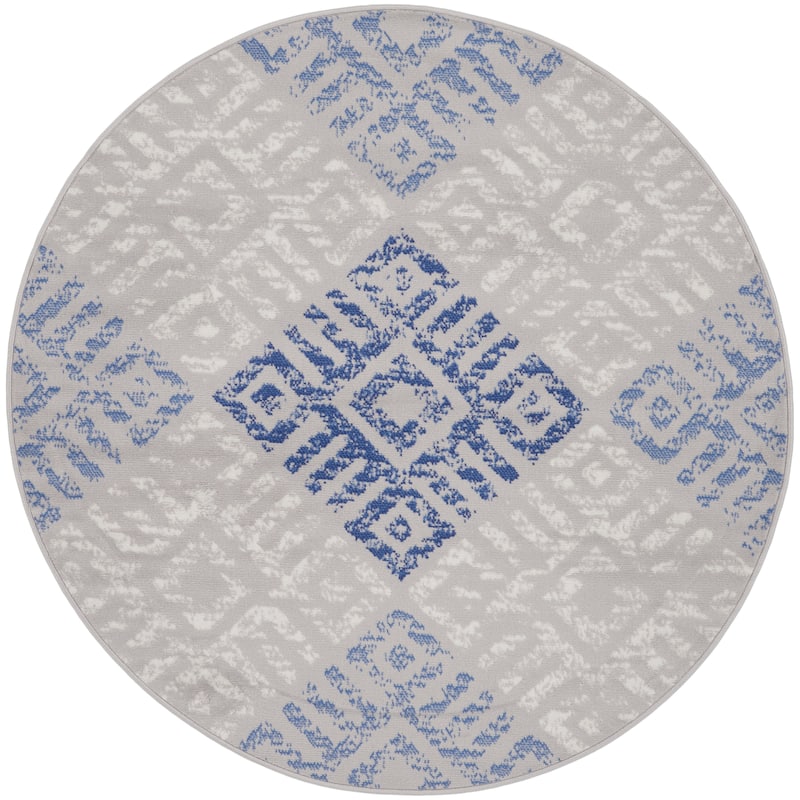 Nourison Whimsicle Boho Geometric Grey Blue Area Rug