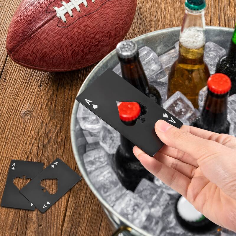 Stainless Steel Ace of Spades Beer Bottle Opener - Black - 10Pcs