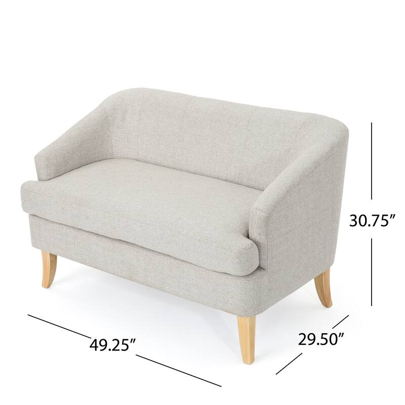 Roomfitters Loveseat, Modern Upholstered Small Sofa for Living Room or Entryway, Beige