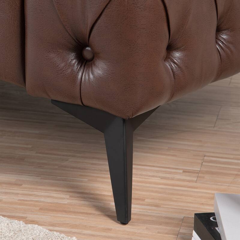 84.06 in. Traditional Square Arm Removable Cushion 3 Seater Sofa