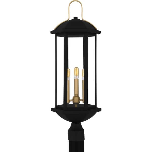 slide 2 of 7, Crestfield 3-Light Matte Black Outdoor Post Lantern