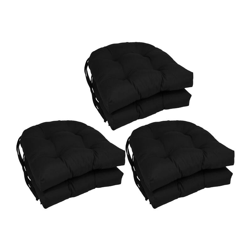 16-inch U-Shaped Indoor Twill Chair Cushions (Set of 2, 4, or 6) - 16" x 16" - Set of 6 - Black