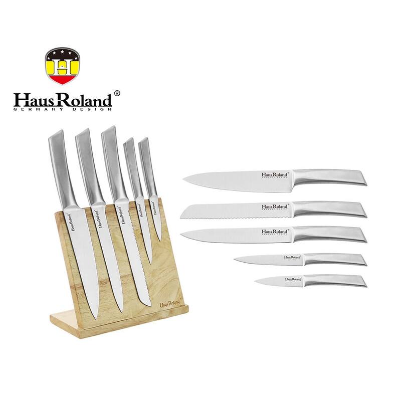 HausRoland Stainless Steel Knife Set of 6 with Wooden Stand