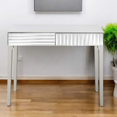 HomeRoots 40" Silver Mirrored Glass Console Table - 40.00 in. x 31.20 in. x 15.20 in.