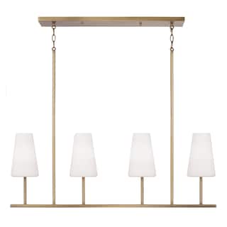 42" W x 15" H 4-Light Modern Linear Chandelier with Tapered Soft White Glass