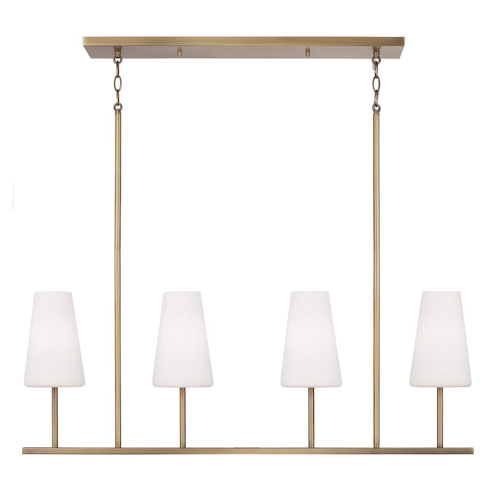 42" W x 15" H 4-Light Modern Linear Chandelier with Tapered Soft White Glass