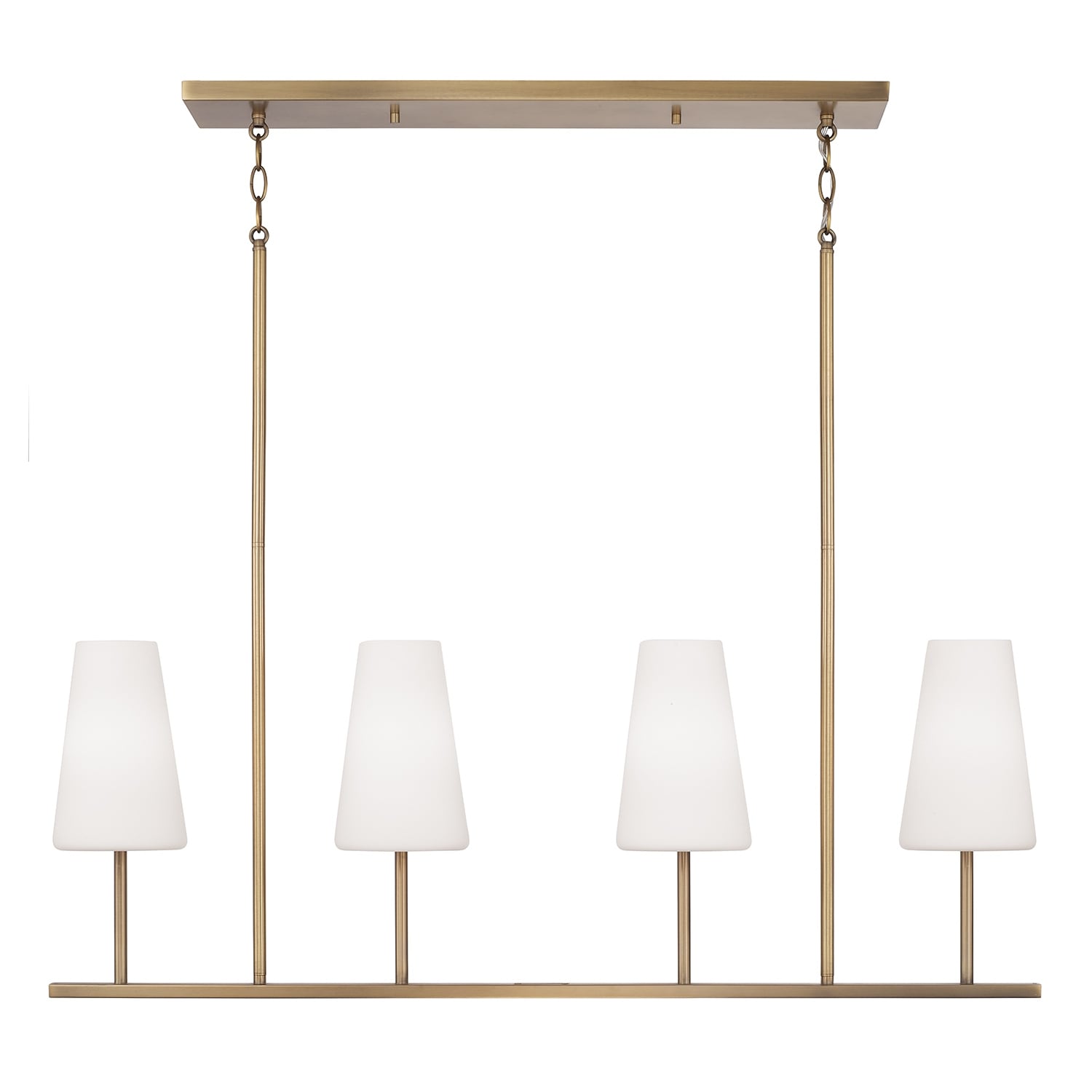 42" W x 15" H 4-Light Modern Linear Chandelier with Tapered Soft White Glass