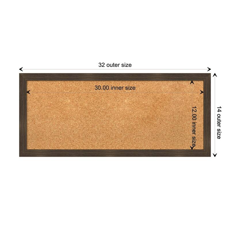 Woodgrain Stripe Wood Framed Natural Corkboard Bulletin Board - Woodgrain Stripe Chocolate - Board Size 30x12