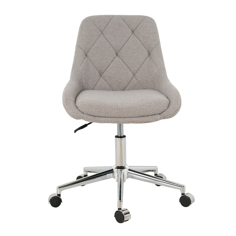 Grey Teddy Modern 22.3" Upholstered Buttons Tufted Accent Chair with Chrome Legs for Living Room