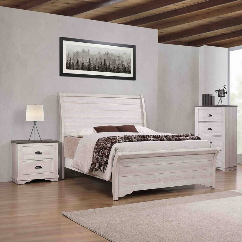 1pc Contemporary Two-Drawers Nightstand,Chalk Gray Color