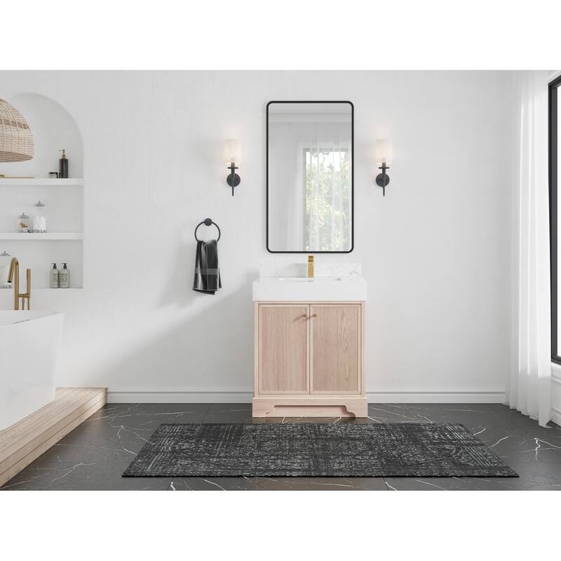 Willow Collections 30 in. W x 22 in. D Manhattan Oak Wood Single Sink Bathroom Vanity with Countertop