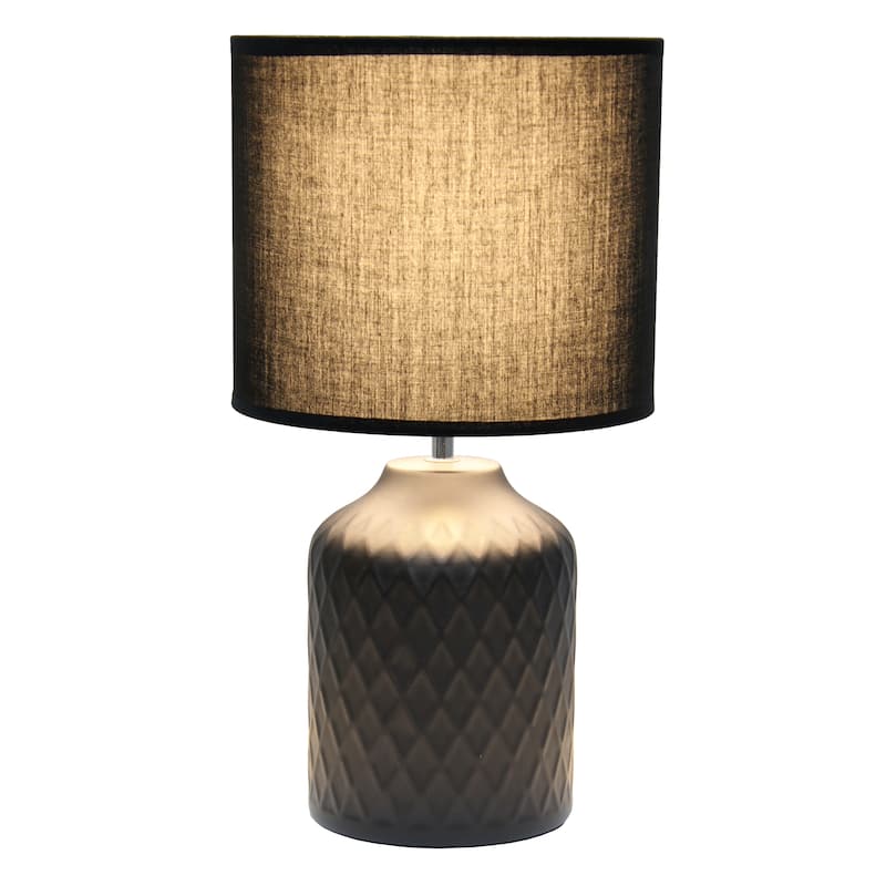 Chevron Base Table Lamp with Drum Shade - 17.25" - Black
