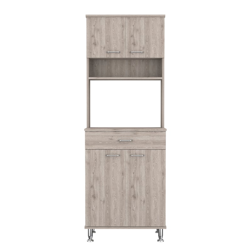 TUHOME Della 60 Kitchen Pantry with Drawer, 2 Cabinets, and Metal Legs - N/A
