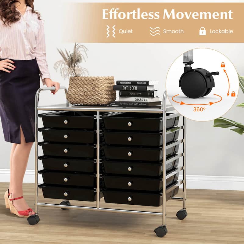 Costway 12 Drawers Rolling Cart Storage Scrapbook Paper Studio - See Details