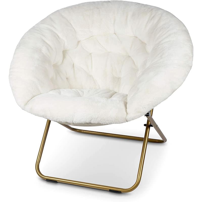 Milliard Cozy X-large Faux Fur Saucer Chair - White