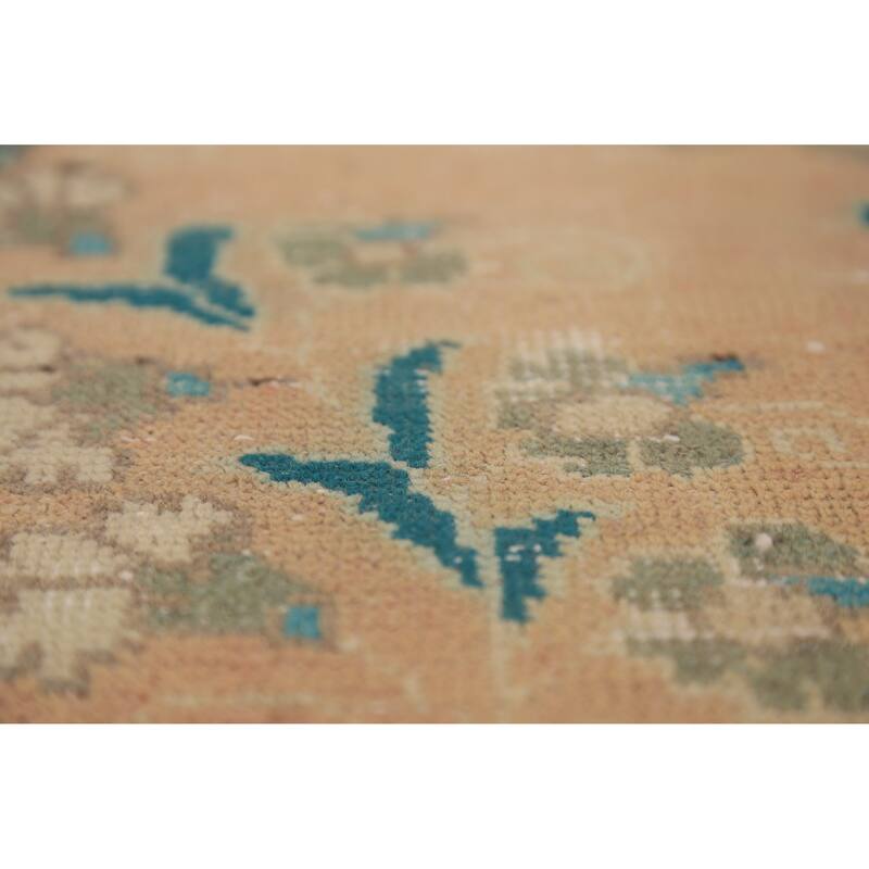 Handmade Orange Tabriz Persian Vintage Wool Carpet - 6'4" x 9'9"