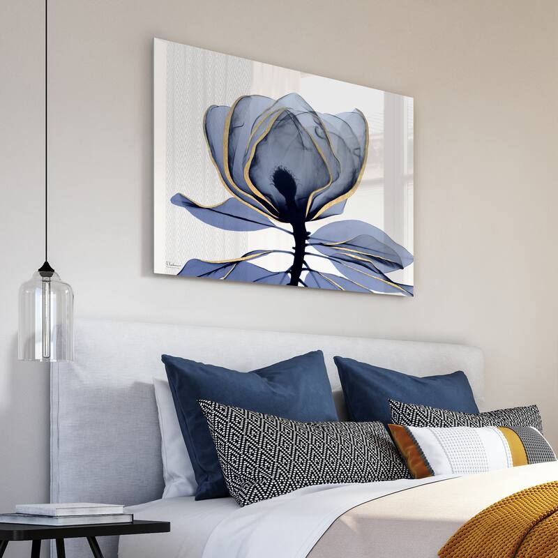 "Golden Midnight 1" Frameless Free Floating Tempered Glass Panel Graphic Wall Art