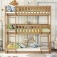 preview thumbnail 5 of 14, Twin Size Triple Rubber Wood Bunk Bed with Ladders, Guardrails Detachable Bunk Bed, Twin over Twin over Twin White Oak