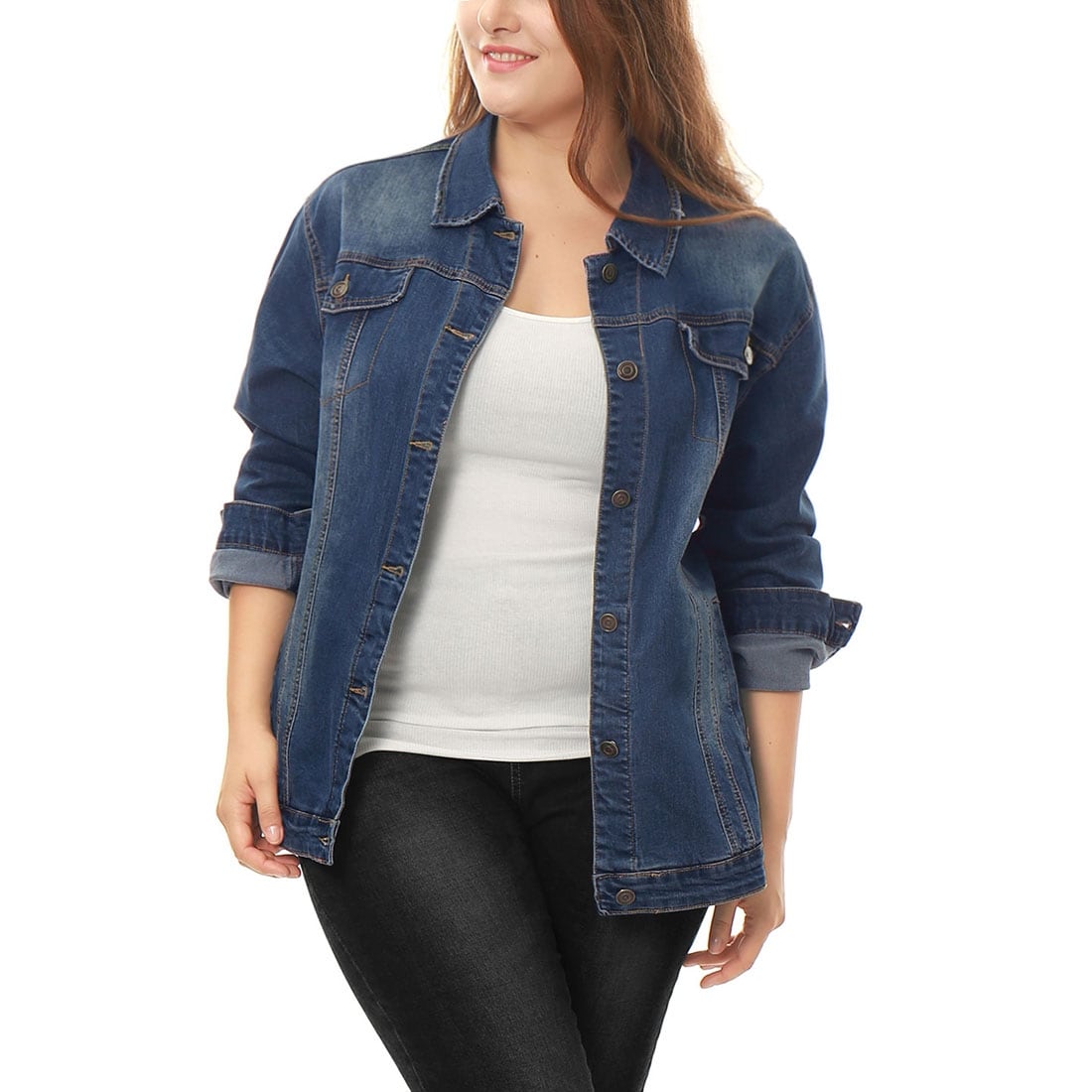 plus size embellished denim jacket