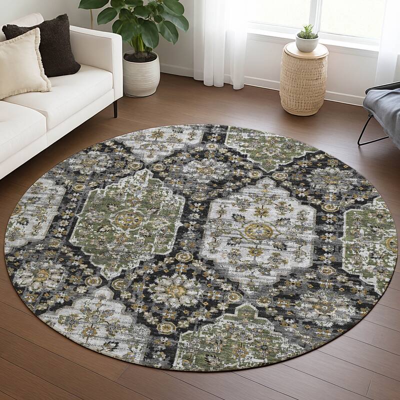 Machine Washable Indoor/ Outdoor Traditional Kiowa Chantille Rug