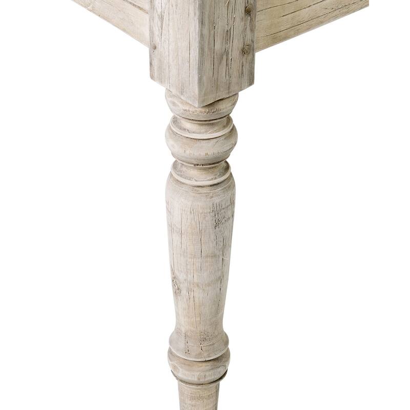 Solid Mindi Wood Handmade Rustic White Wash Bench by East at Main