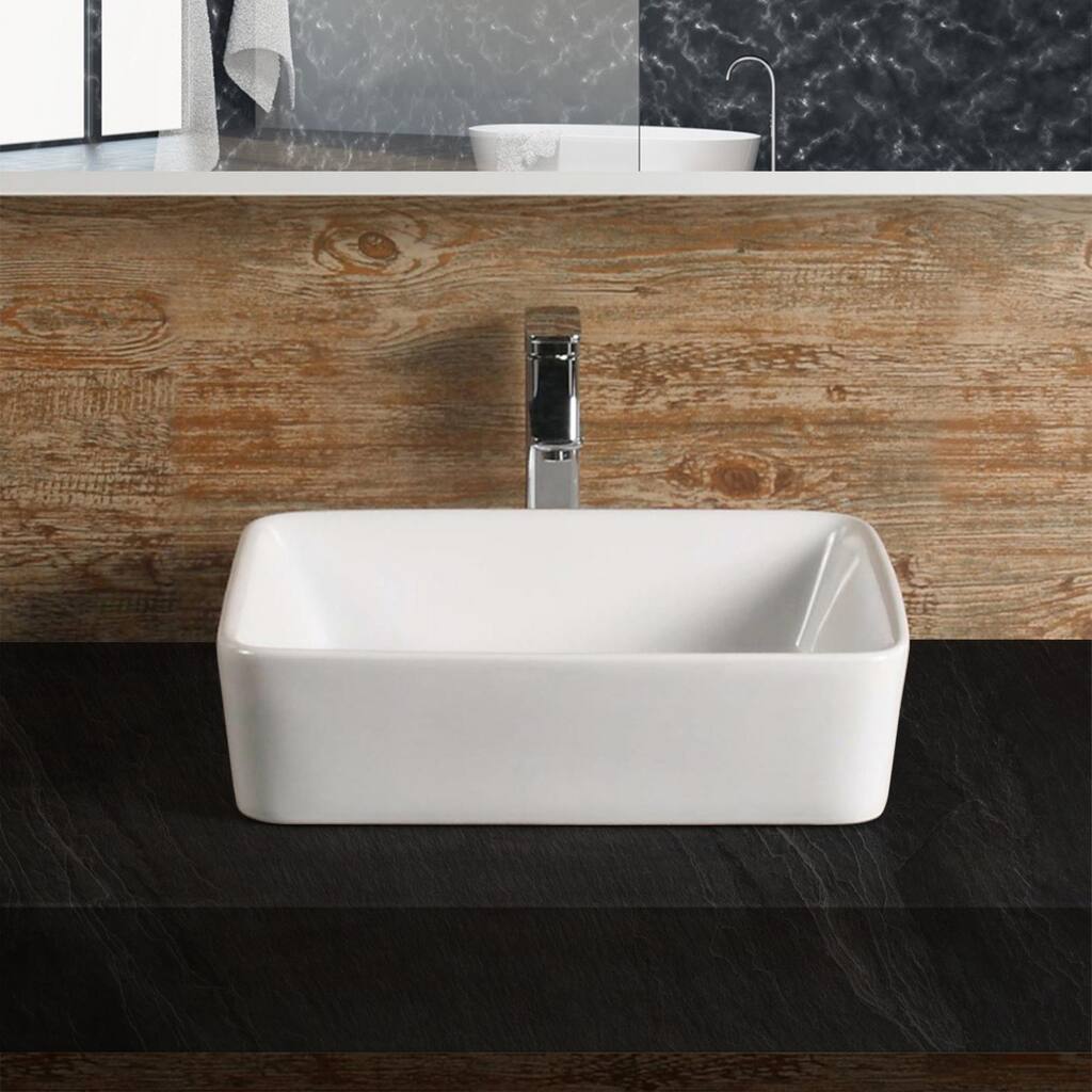 Bathroom Countertop Square White Ceramic Countertop Sink