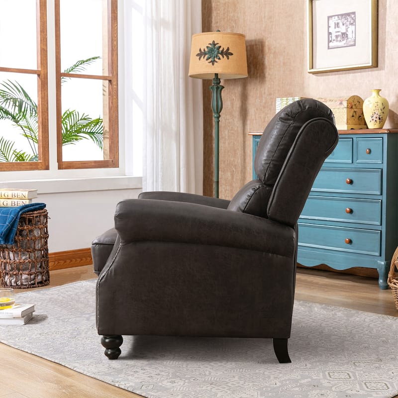 Armchair Pushback Club Recliner with Rivet Decoration