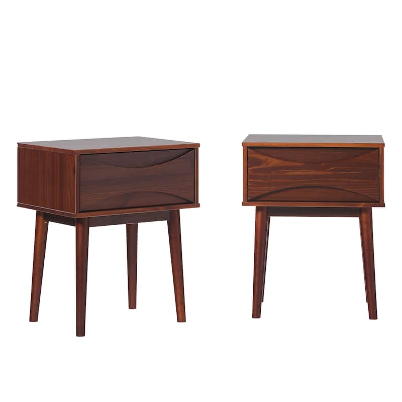Middlebrook Designs Mid-Century Curved-Drawer Nightstand (Set of 2)